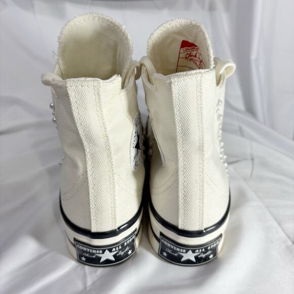 Converse Chuck Taylor platform High Top Pearl Embellished White Black Size 8.5 - Picture 4 of 10